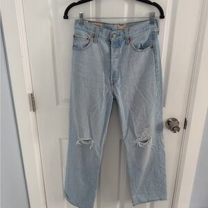 Levi's Light Blue Distressed Women's Straight Jeans